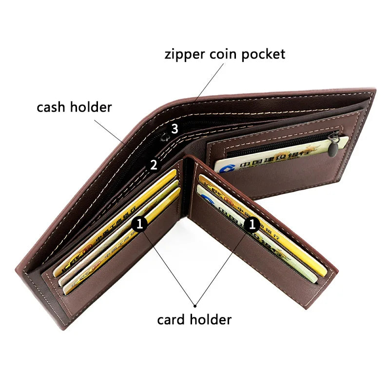 New Wallets Engraved Holder Classic Male Wallet With Coin Pocket Zipper Fashion Frosted Purses