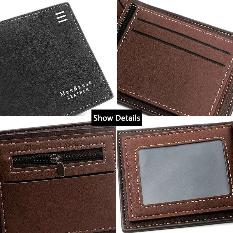 New Wallets Engraved Holder Classic Male Wallet With Coin Pocket Zipper Fashion Frosted Purses