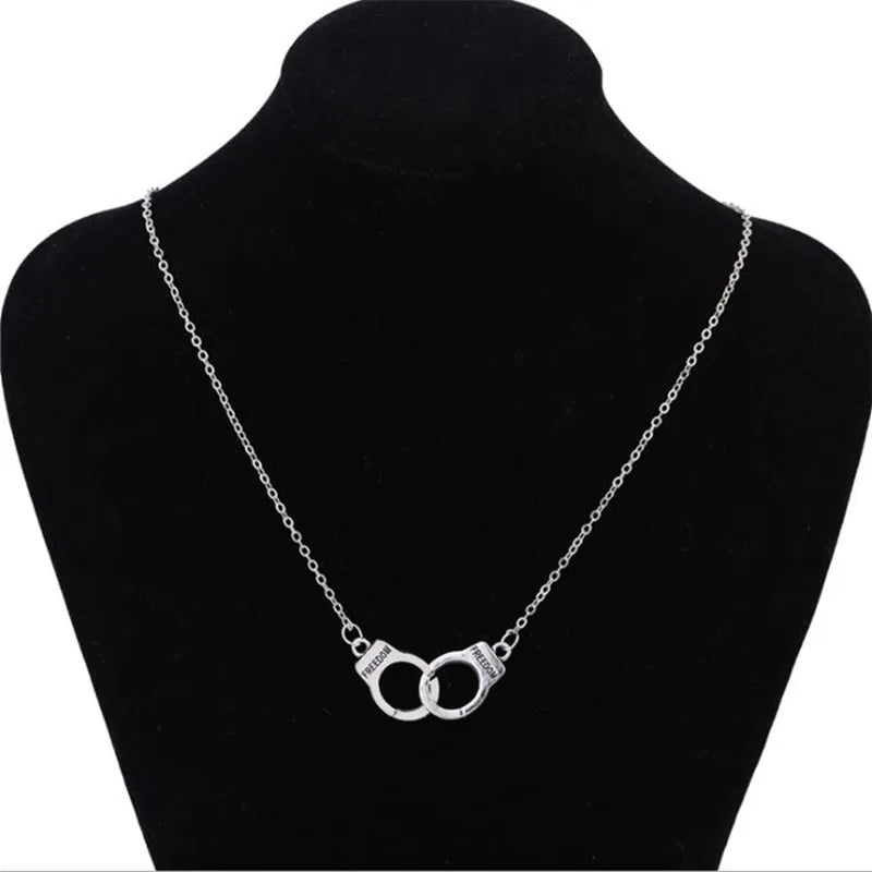 Handcuff Necklace Silver Color Street Style Necklace Gift For Friend Punk Style Fashion Neck Jewelry