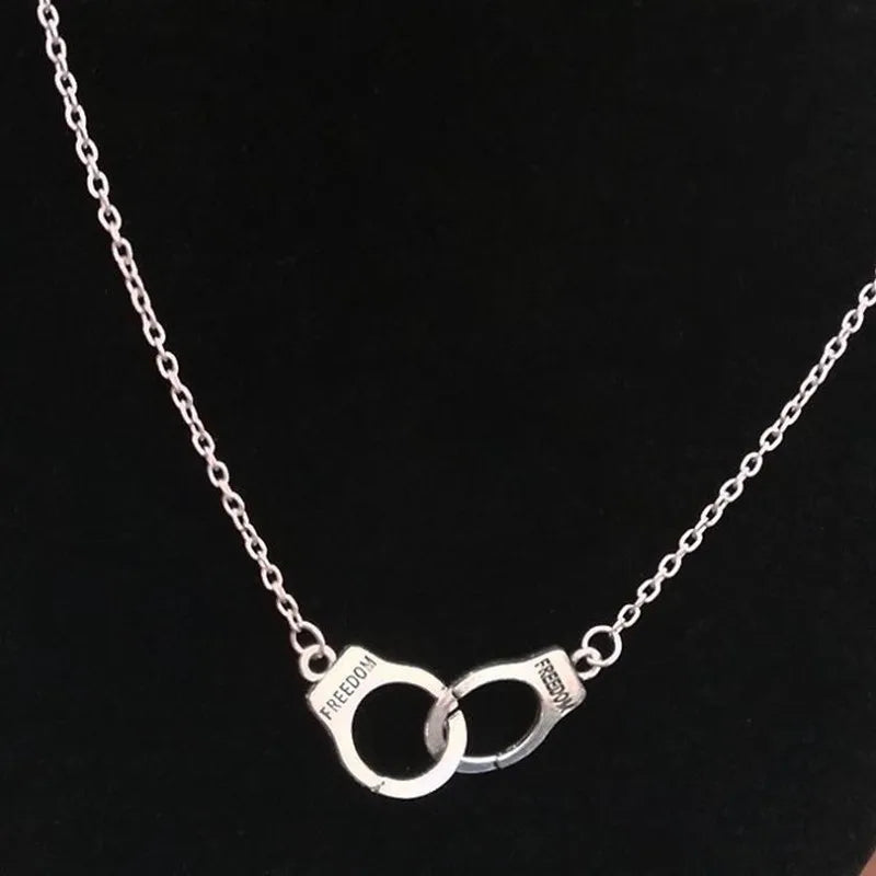 Handcuff Necklace Silver Color Street Style Necklace Gift For Friend Punk Style Fashion Neck Jewelry