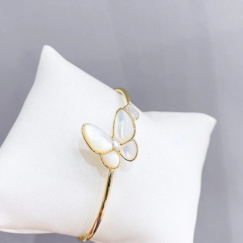 Elegant Classic Butterfly Cuff Bangles Bracelets For Women Gold Colour Simple Femal Opening Bangles Jewelry Accessories