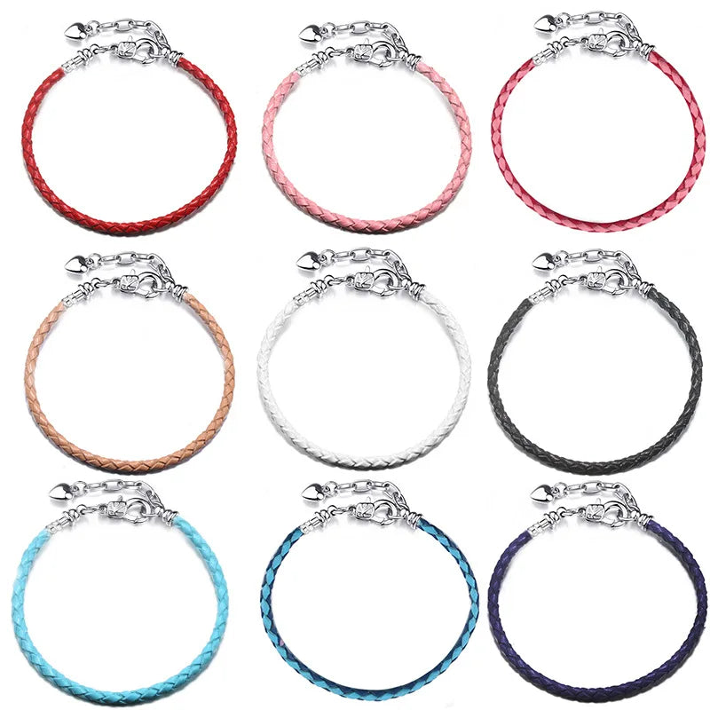 Winter Fit Original Pan Charms Bracelets Pulseiras Color Genuine Leather Bangles Basic Chain Luxury Brand Women Jewelry DIY