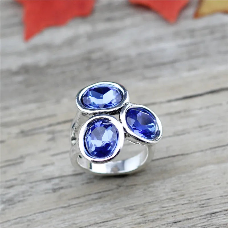 Trendy Fashion Retro Classic Large Oval Crystal Wedding Finger Ring For Women Couples Lovers Promise Ring Gift LOW0049AR