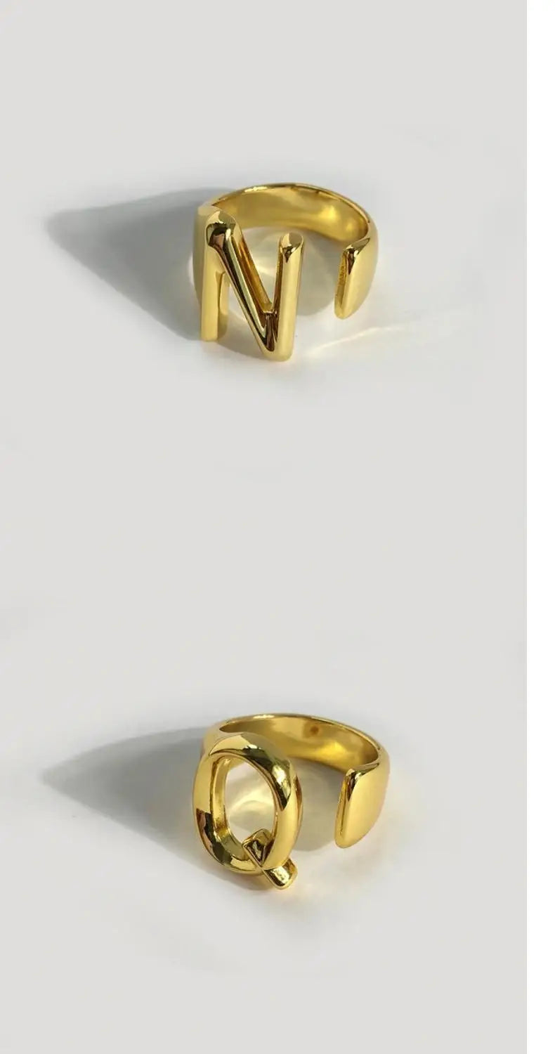 Neo Goth European and American Exaggerated Metal Letter Gold Color Rings For Woman Korean Fashion Jewelry Girl's Set Accessories