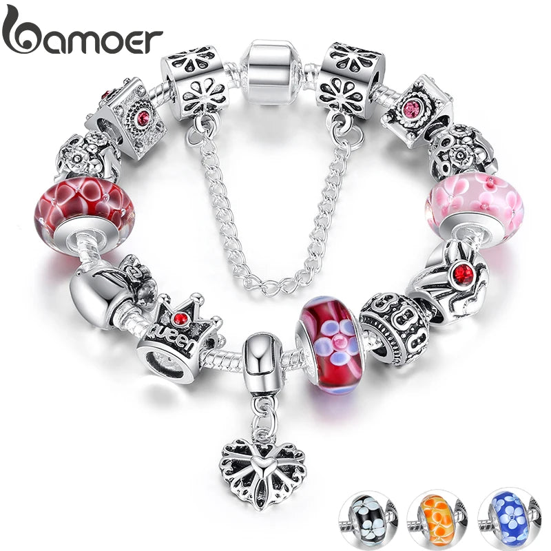 Queen Jewelry Charms Bracelet & Bangles With Queen Crown Beads Bracelet for Women