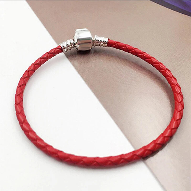 Winter Fit Original Pan Charms Bracelets Pulseiras Color Genuine Leather Bangles Basic Chain Luxury Brand Women Jewelry DIY