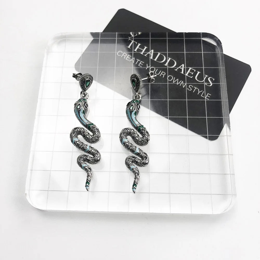 Drop Earrings Blue Snake Europe Style Handcrafted Good Fashion Jewelry Bohemia Gift For Women 925 Sterling Silver