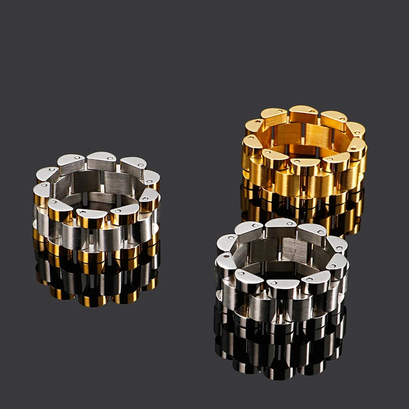 Stainless Steel Ring Speedometer Wedding Party Fashion Rings Bike Chain Link Men Finger Rings Jewelry Gift