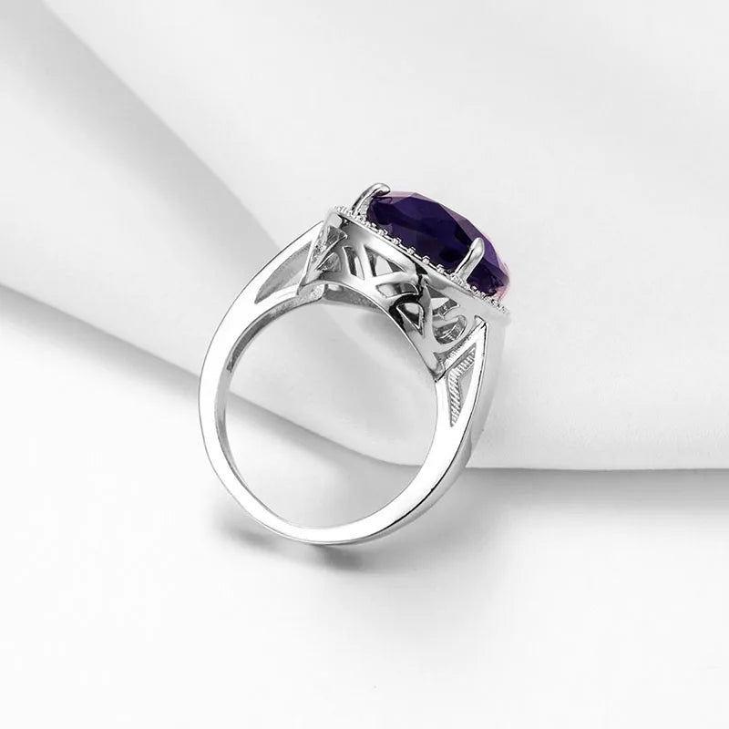 Cellacity Classic Silver 925 Jewelry Amethyst Silver Rings For Women With Oval Shaped Gemstones Engagement Female Gift Wholesale