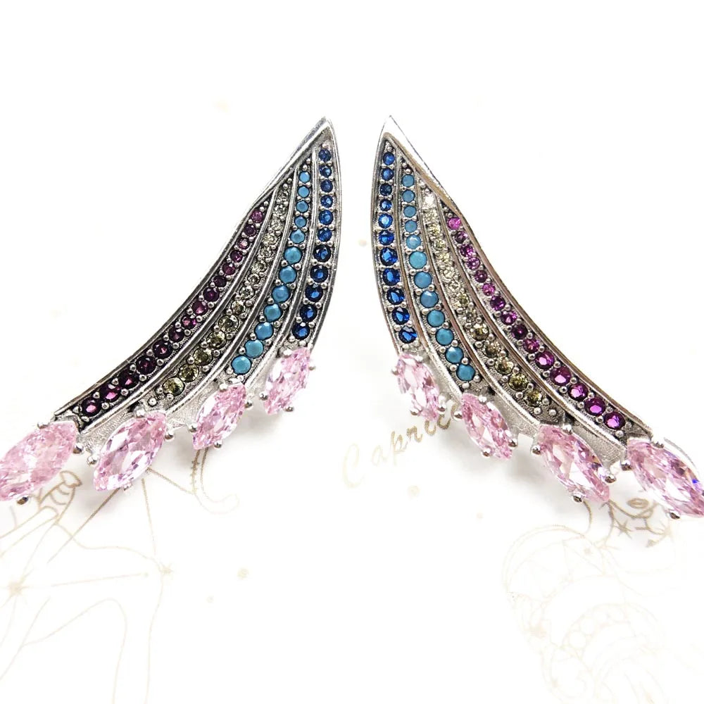 Earrings Bright Hummingbird Wing Bohemia Rainbow Women Gift Summer High Quality 925 Sterling Silver Fine Jewelry