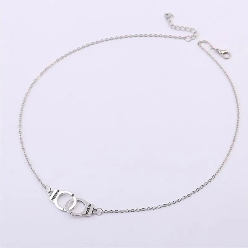 Handcuff Necklace Silver Color Street Style Necklace Gift For Friend Punk Style Fashion Neck Jewelry