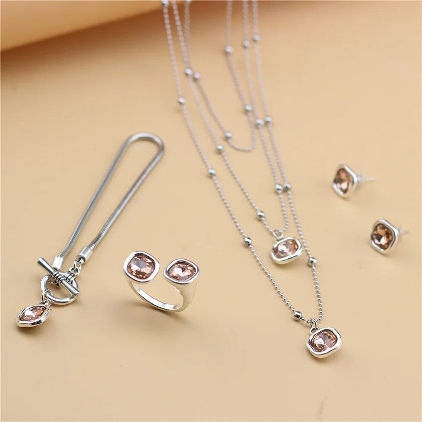 Fashion Bride Wedding Jewelry Set Multilayer Choker Chain Necklace For Girls Student Women Lover Gifts Accessories