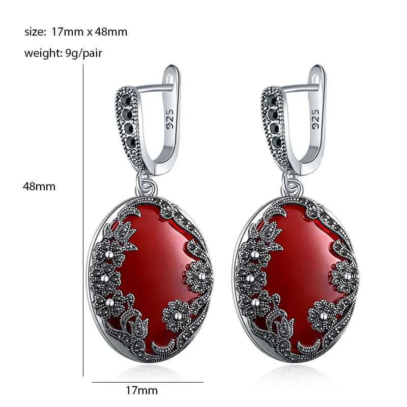 Black Rhinestone Flower Earrings For Women Green/Red/Black/Blue Resin Stone Jewelry Gift For Lady