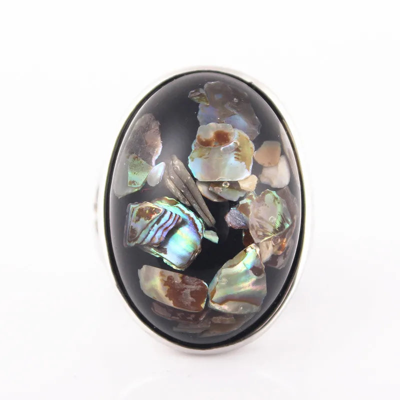 Unique Shell Big Ring With Stone Women Rings Fashion Jewelry Accessories Gifts