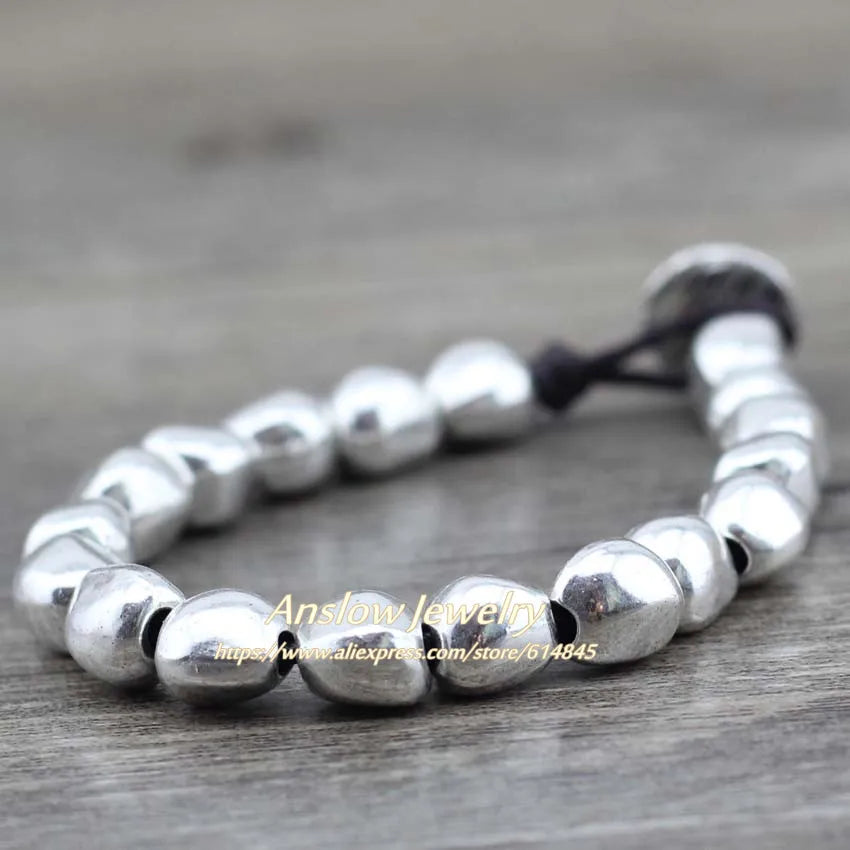 New Design Handmade DIY Zinc Alloy Beads Unique Silver Plated Friendship Wrap Bracelets Birthday Day Gift