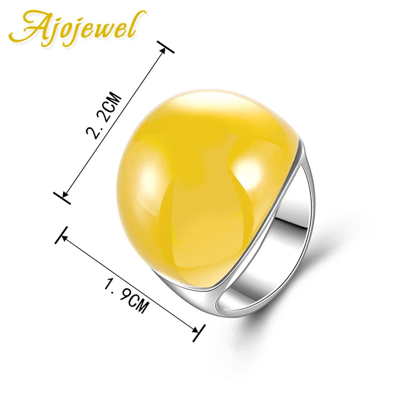 Big Yellow Semi-Precious Stone Rings For Women Brand Fashion Meus Pedidos Jewelry