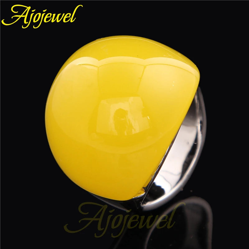 Big Yellow Semi-Precious Stone Rings For Women Brand Fashion Meus Pedidos Jewelry