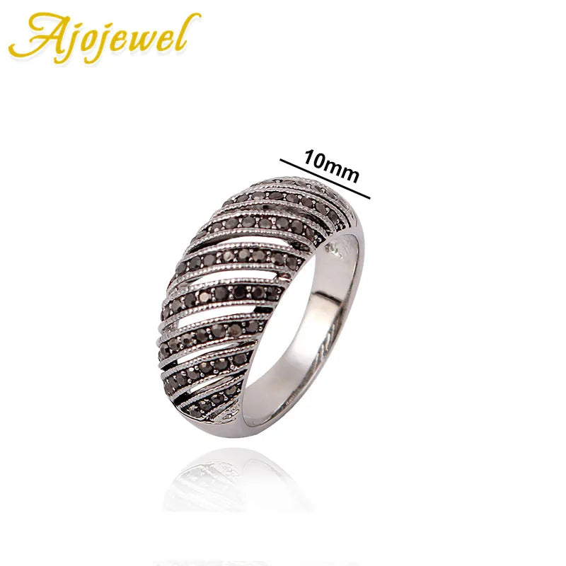 Hollow Out Geometric Rhinestone Rings For  Women Silver-color Retro Jewelry Rings