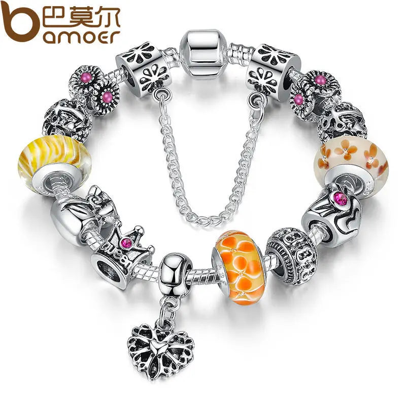 Queen Jewelry Charms Bracelet & Bangles With Queen Crown Beads Bracelet for Women