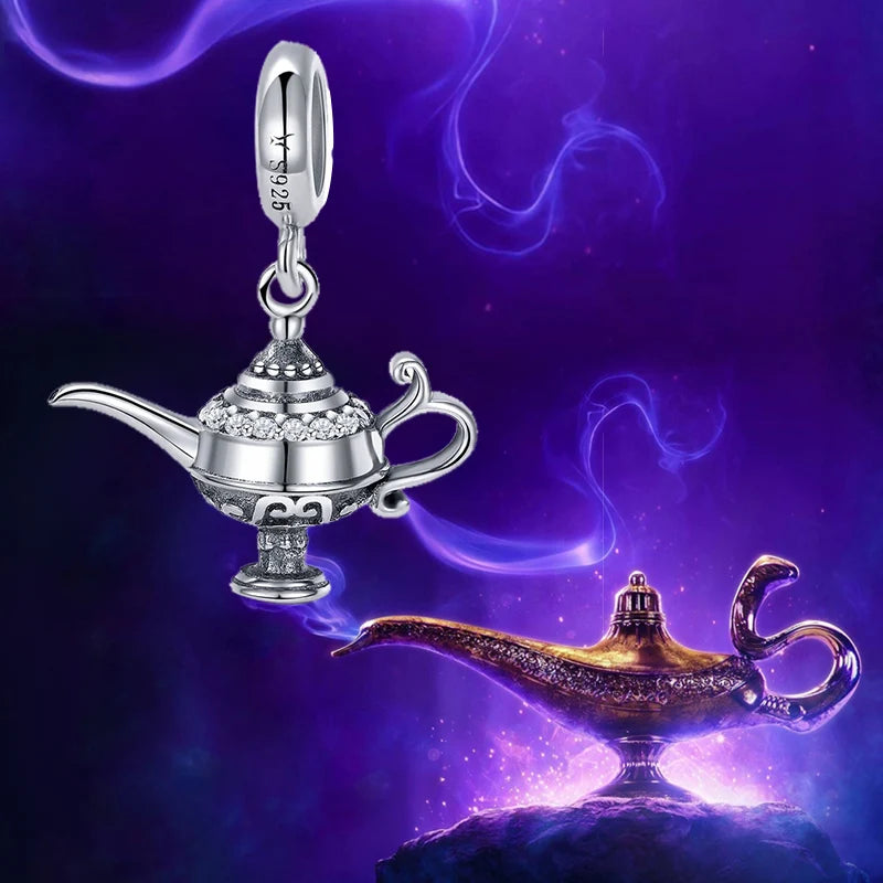 BAMOER Authentic 100% 925 Sterling Silver Aladdin's Magic Lamp Charm fit Women Bracelet & Necklaces DIY Jewelry Making SCC703