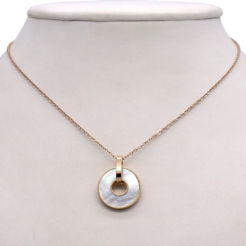 Wholesale New Fashion Jewelry Rose Gold Color Stainless Steel Link Chain White Shell Pendant Necklace Women Party Gifts