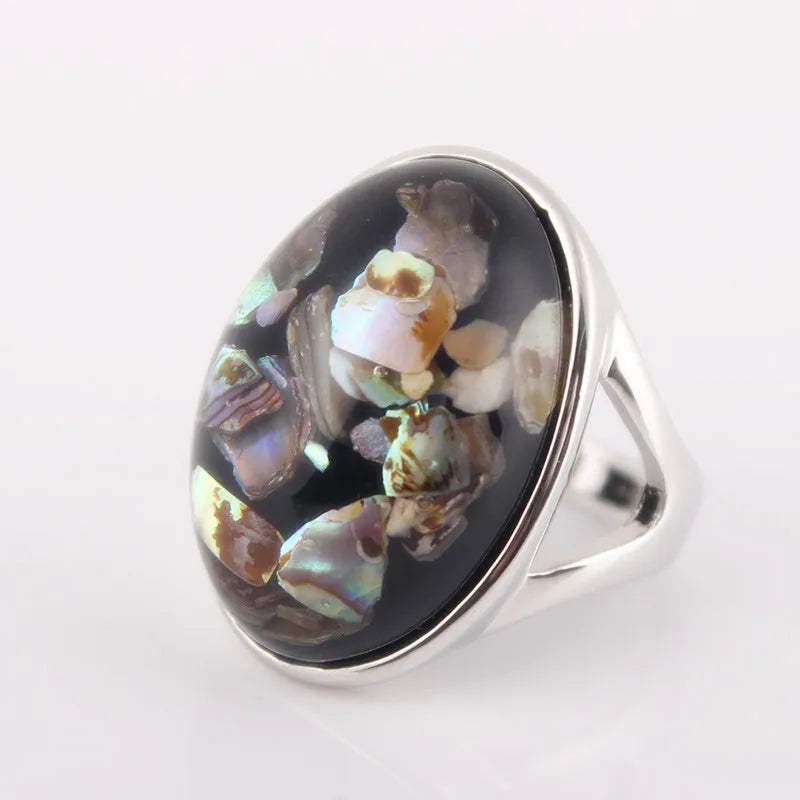 Unique Shell Big Ring With Stone Women Rings Fashion Jewelry Accessories Gifts