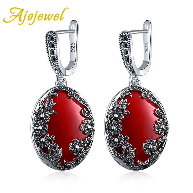 Black Rhinestone Flower Earrings For Women Green/Red/Black/Blue Resin Stone Jewelry Gift For Lady