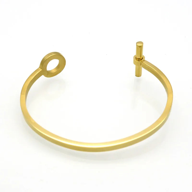 New Gold Color Simple Circle Open Bangles Bracelets For Women Fashion Party Jewelry