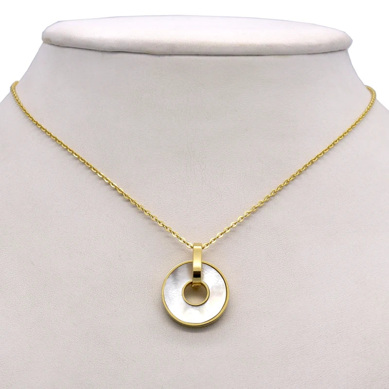 Wholesale New Fashion Jewelry Rose Gold Color Stainless Steel Link Chain White Shell Pendant Necklace Women Party Gifts