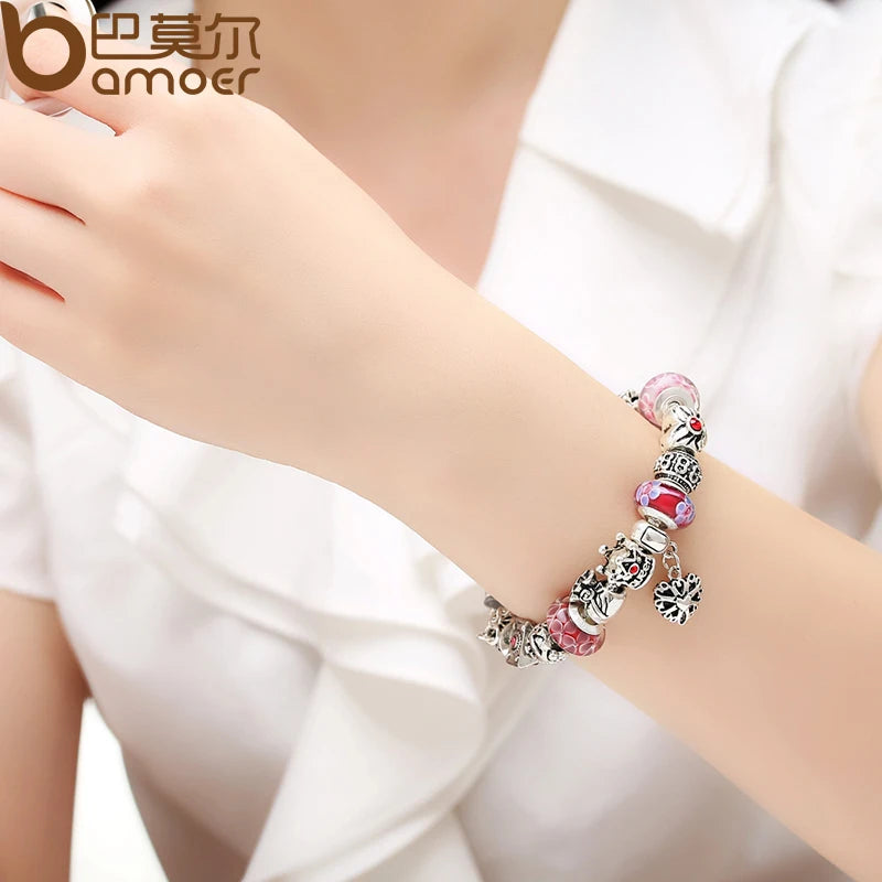 Queen Jewelry Charms Bracelet & Bangles With Queen Crown Beads Bracelet for Women