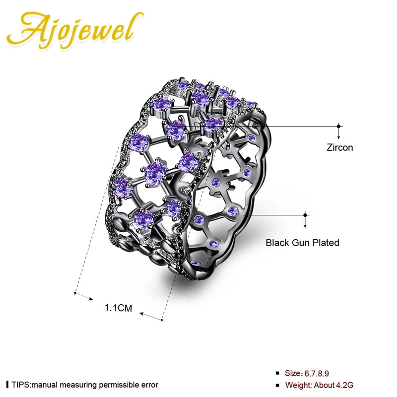 Cubic Zircon Mesh Female Ring Size 7 8 9 New Fashion Hollow Out Womens Rings Wholesale