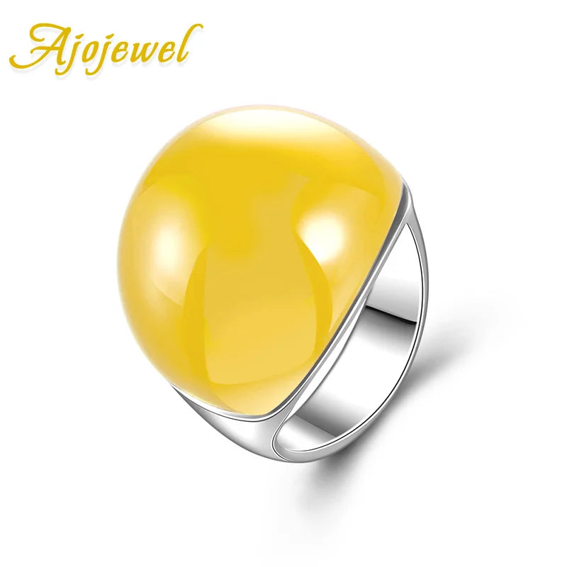 Big Yellow Semi-Precious Stone Rings For Women Brand Fashion Meus Pedidos Jewelry