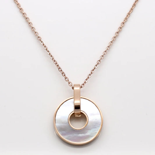 Wholesale New Fashion Jewelry Rose Gold Color Stainless Steel Link Chain White Shell Pendant Necklace Women Party Gifts