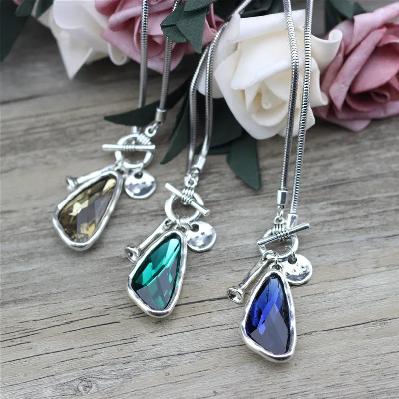 New Fashion Winter Sweater Chain 90cm Length Women Female Long Necklace Irregular Crystal Pendant Charms LOW0046AN