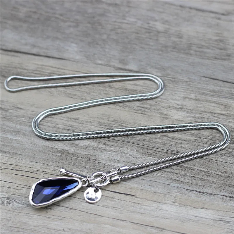 New Fashion Winter Sweater Chain 90cm Length Women Female Long Necklace Irregular Crystal Pendant Charms LOW0046AN