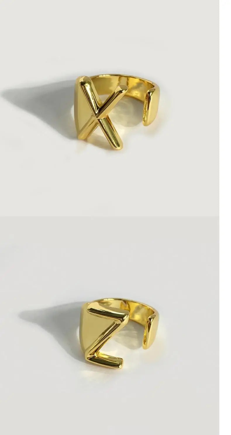 Neo Goth European and American Exaggerated Metal Letter Gold Color Rings For Woman Korean Fashion Jewelry Girl's Set Accessories