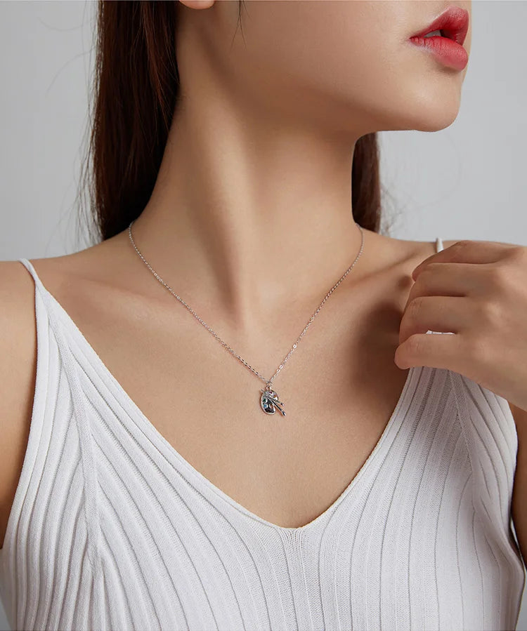 925 Sterling Silver Artistic Life Necklace Color Palette Zircon Long Chain Link Necklace For Women Fashion Jewelry