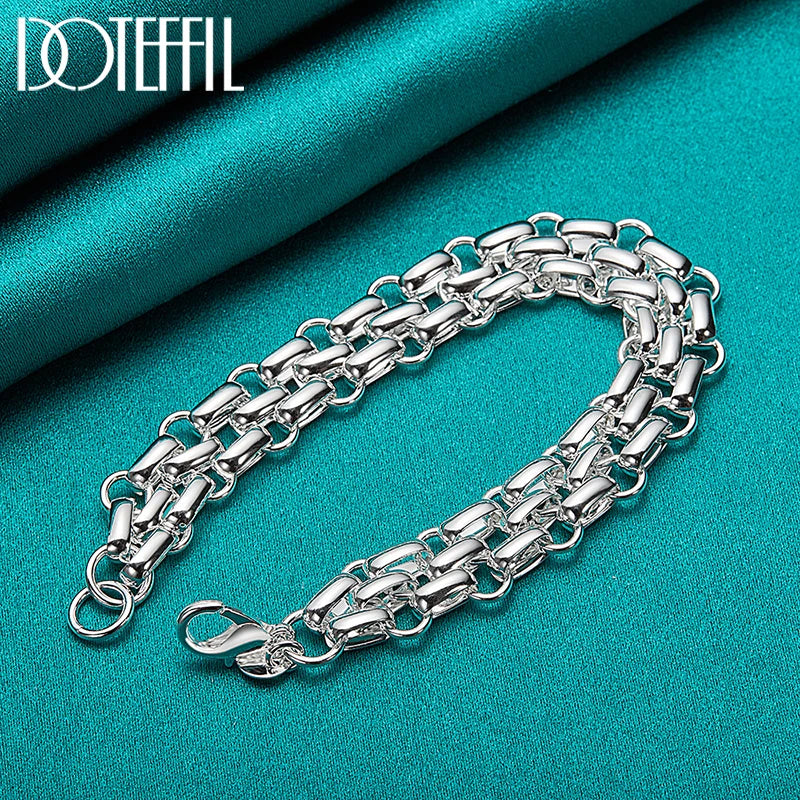 925 Sterling Silver 24K Gold Interlockings Circle Bracelet Chain For Women Fashion Charm Wedding Engagement Jewelry