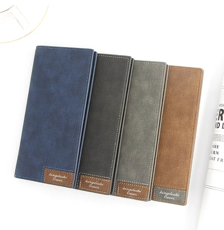 New Long Men Wallets Name Customized Long Clutch Bag Thin Men's Wallet Luxury PU Leather Card Holder Classic Frosted Male Purses