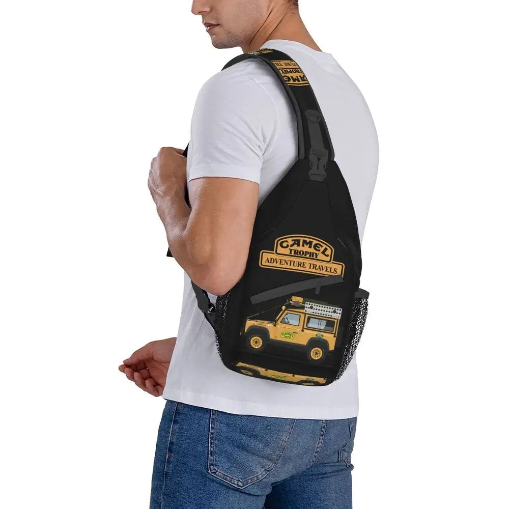 حقيبة ظهر مخصصة للرجال من Camel Trophy Defender 110 Sling Chest Bag Crossbody Shoulder Backpack للسفر اليومي