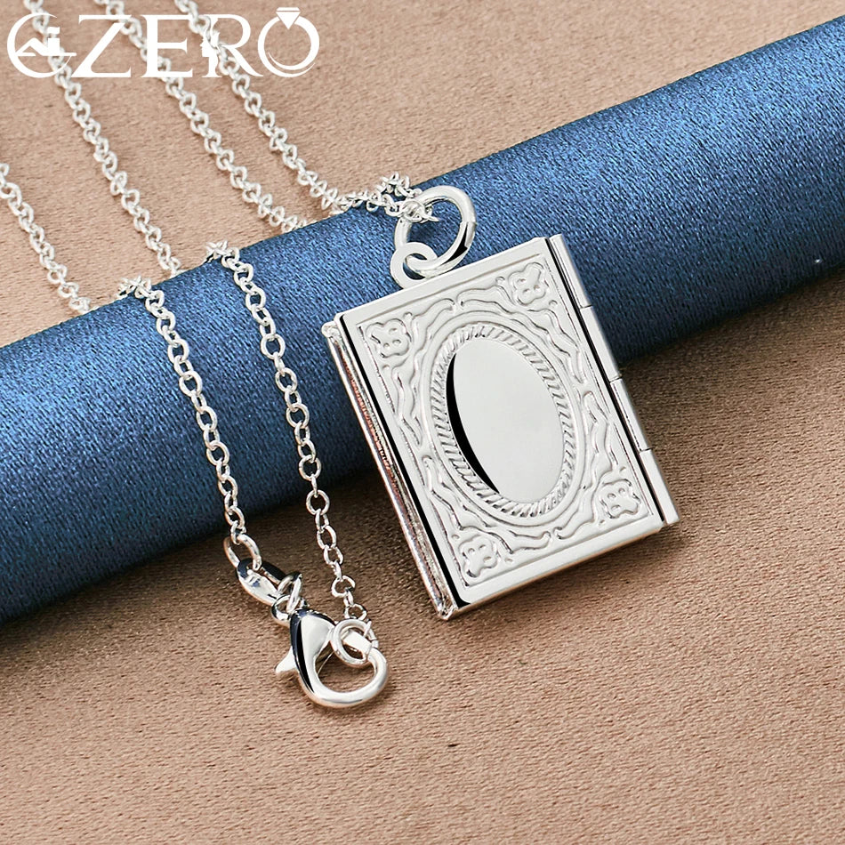 925 Sterling Silver 18-30 Inch Chain Square Photo Frame Pendant Necklace For Women Wedding Party classic fashion Jewelry