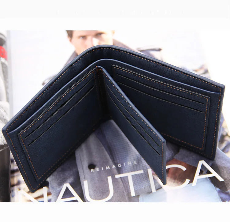 Men Wallets Classic Luxury Slim Card Holder Engraved Short Male Purses High Quality PU Frosted Leather Men's Wallet