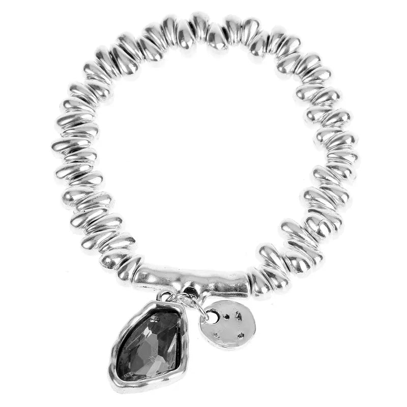 Fashion Jewelry Ancient Silver Plated Crystal Adjustable Size Women Bracelet Friends Gift