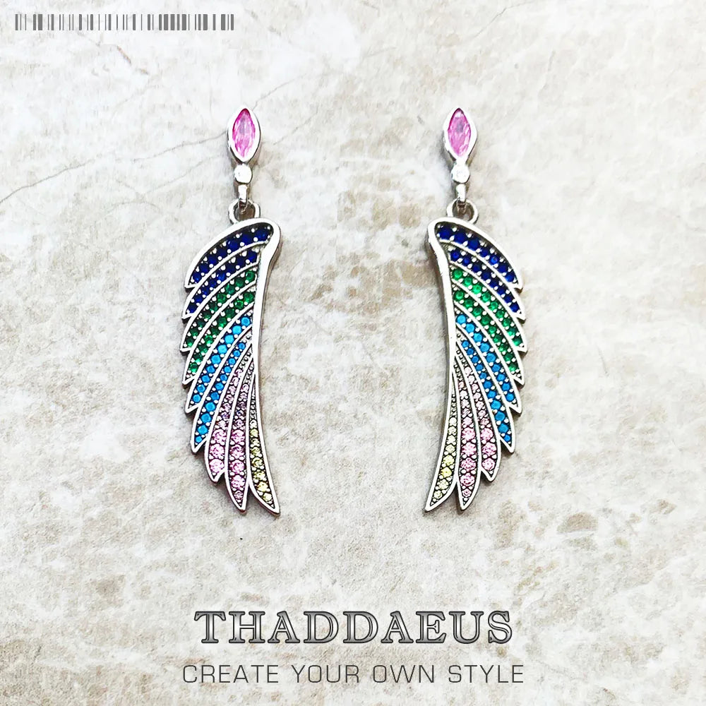 Earrings Bright Hummingbird Wing New Rainbow Bohemia Gift For Women High Quality 925 Sterling Silver Multi-coloured Fine Jewelry