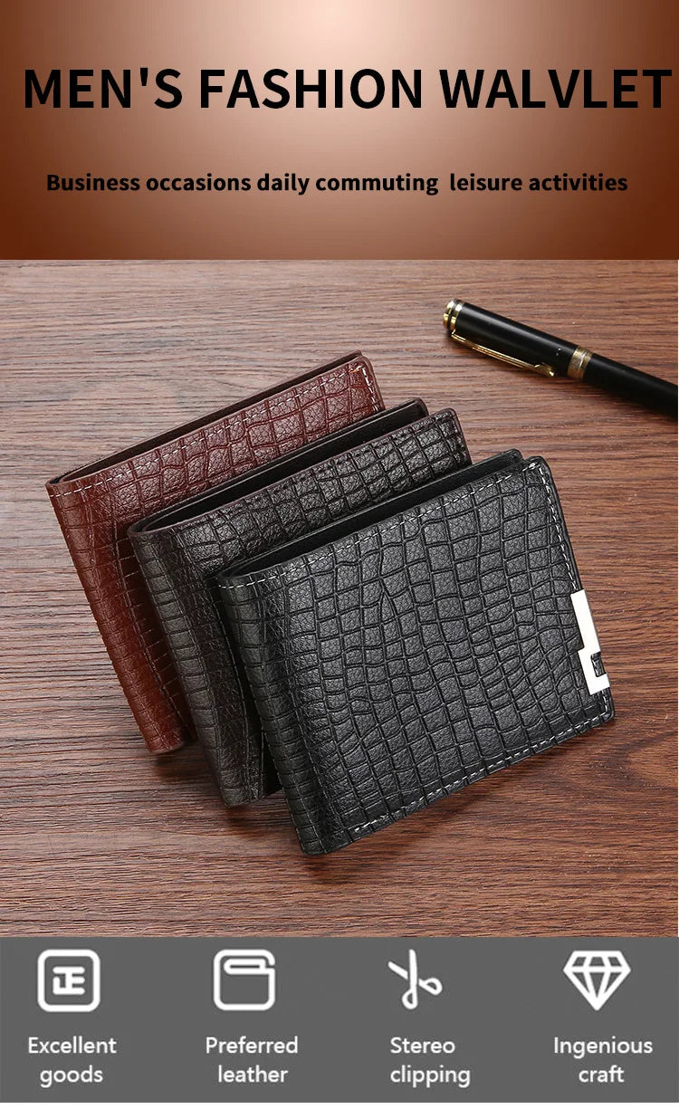 New Super Slim Wallet PU Leather Credit Card Wallet Purse Card Holders Men Wallet Thin Small Short Alligator Print Wallets