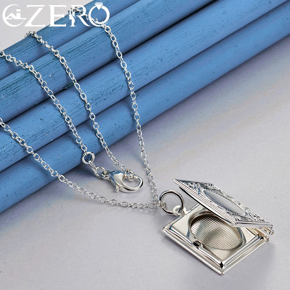 925 Sterling Silver 18-30 Inch Chain Square Photo Frame Pendant Necklace For Women Wedding Party classic fashion Jewelry