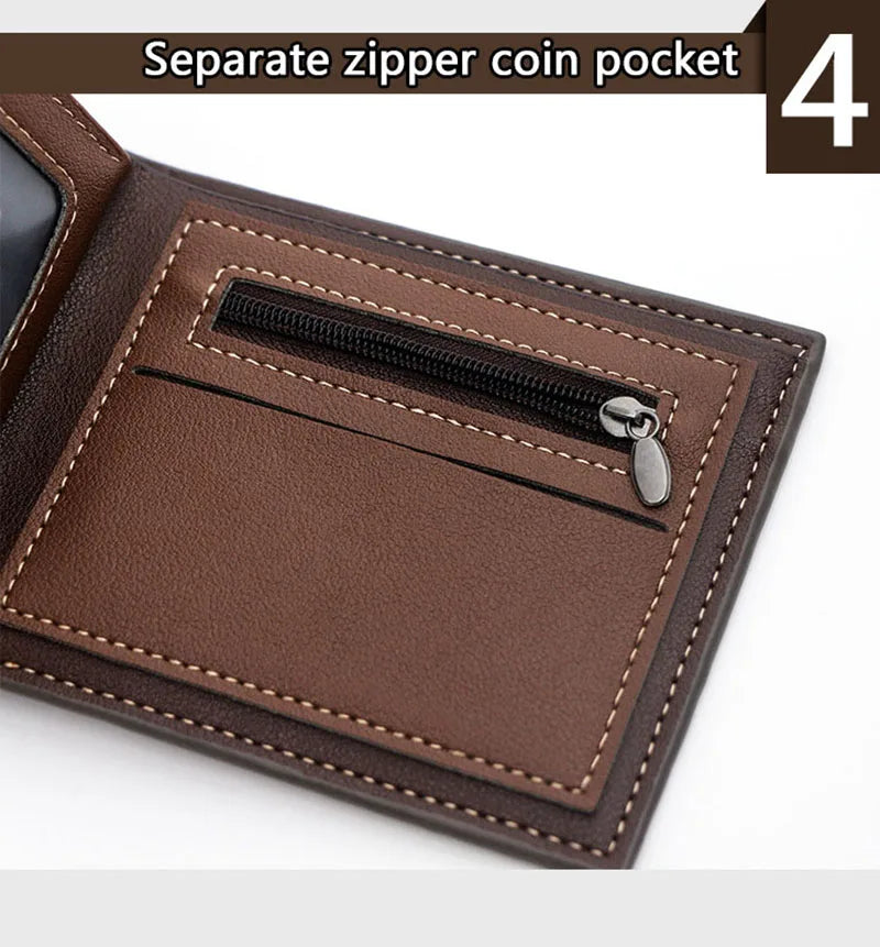 High Quality PU Leather Men Short Wallets Classic Simple Card Holder Men's Purses Photo Holder Small Slim Male Handbags