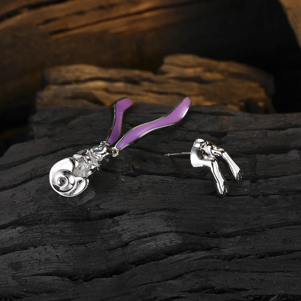 F.I.N.S 1PC 925 Sterling Silver Upside Down Enemal Rabbit Stud Earrings Front and Back Piercing Ear Hanging Pendientes Plata 925