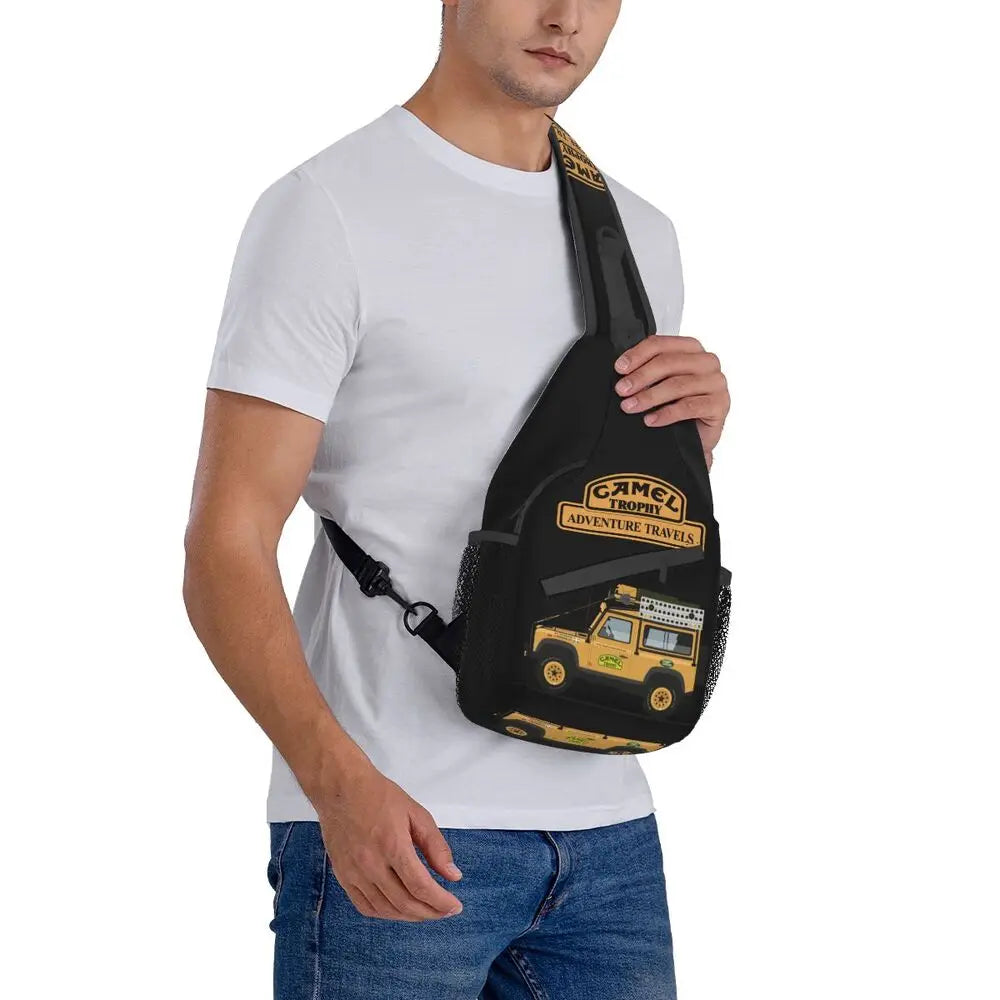 حقيبة ظهر مخصصة للرجال من Camel Trophy Defender 110 Sling Chest Bag Crossbody Shoulder Backpack للسفر اليومي