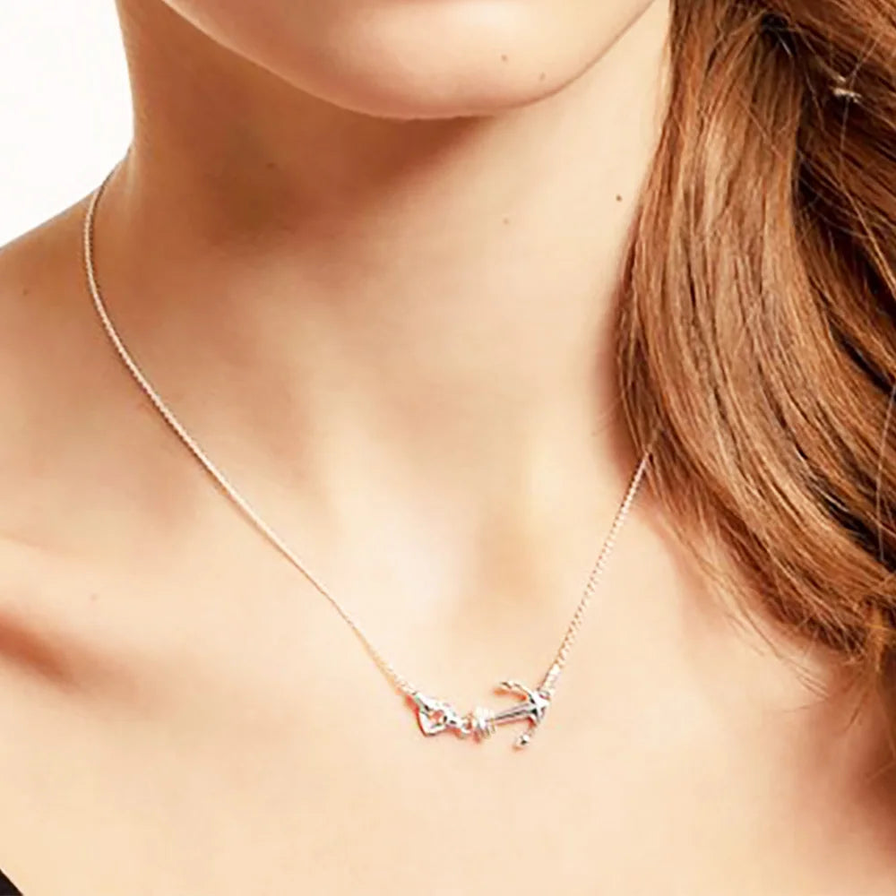 Necklace Love Anchor And Heart Fine Jewelry Europe 925 Stering Silver Brand New Romantic Gift For Women